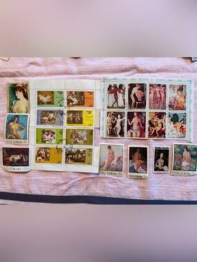 Lot #3 Vintage Nude Art Postage Stamp Lot 23pc Oman Romania Equatorial Guinea